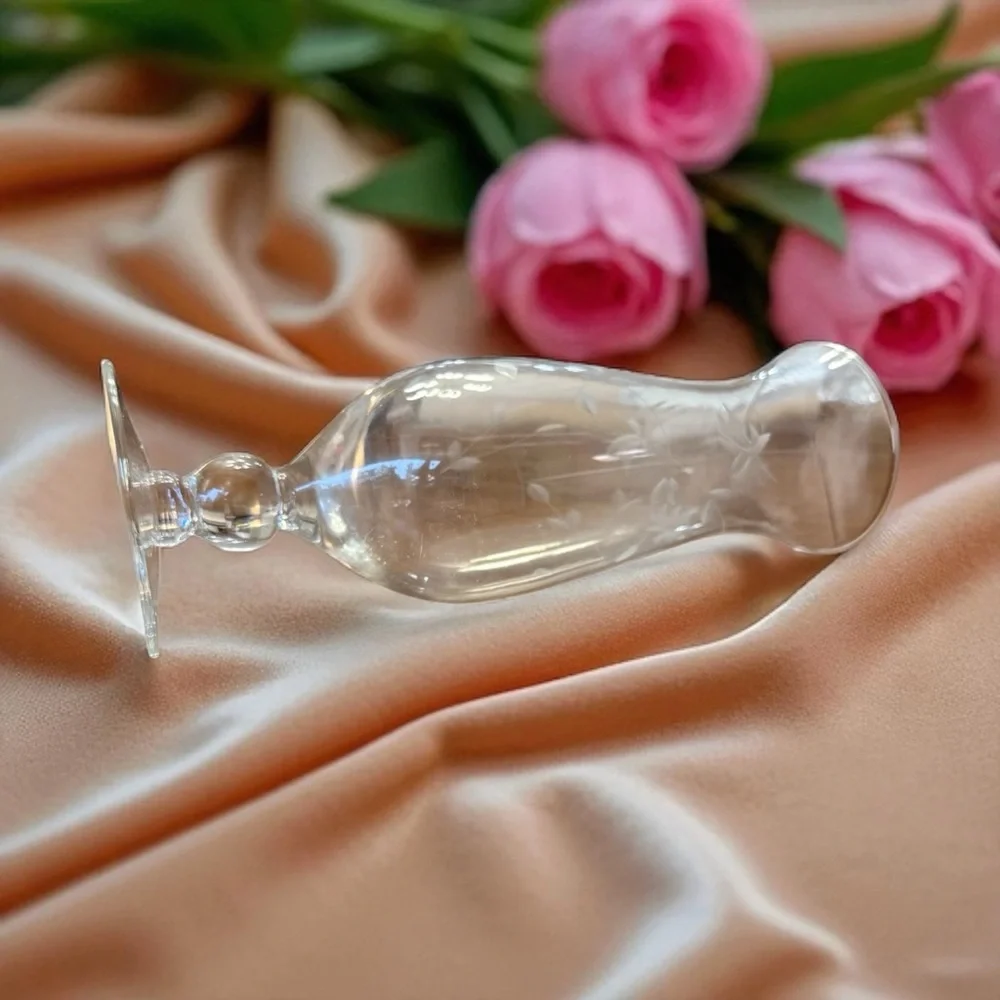 Etched Glass Footed Vase